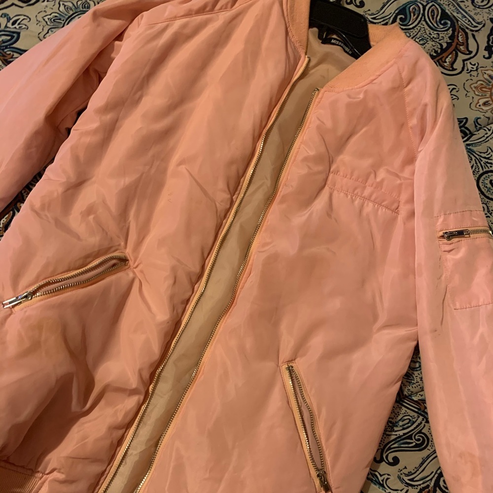 Long bomber pink jacket